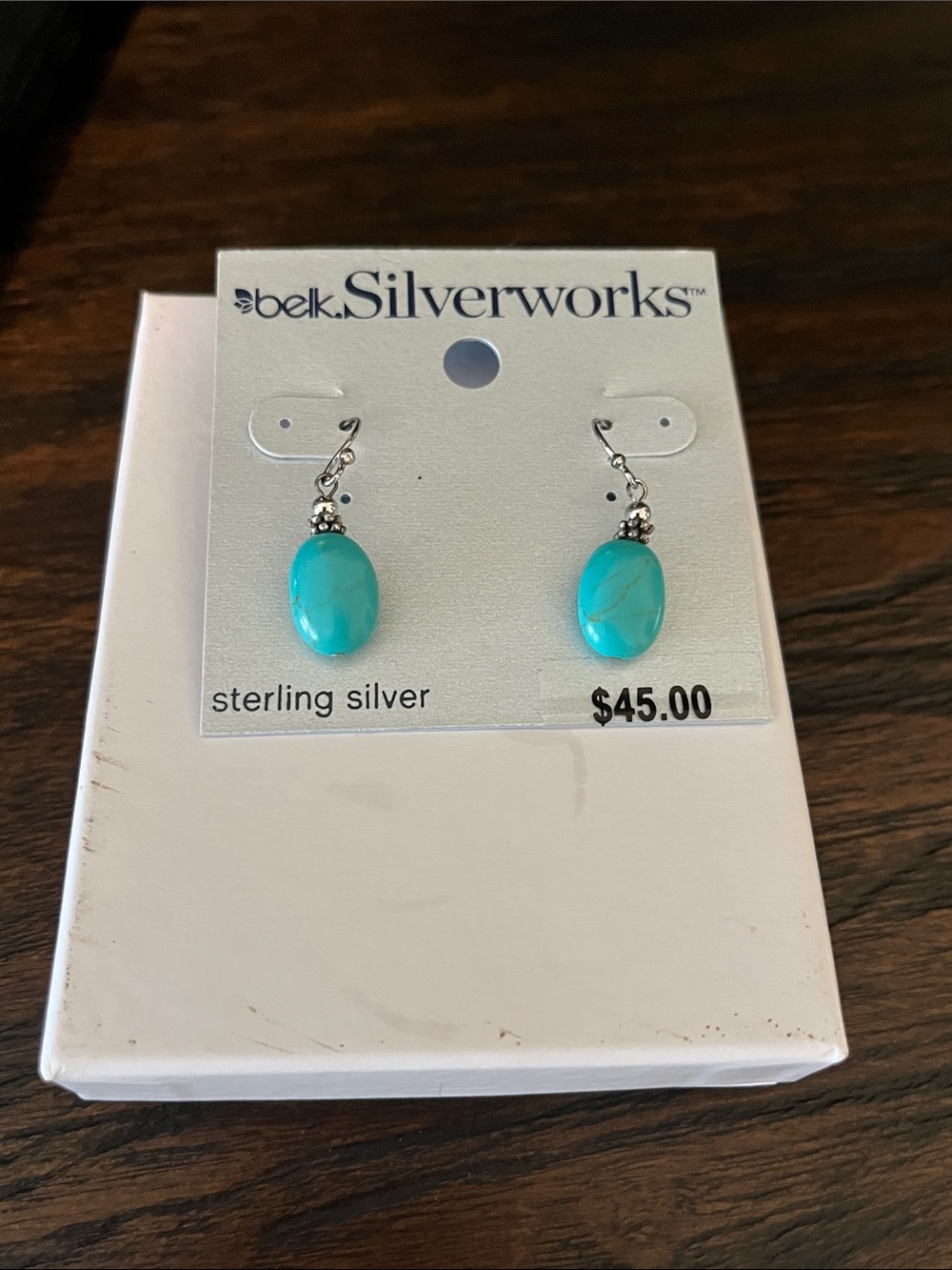 Belk Silverworks Sterling Silver Blue Stone Earrings NWT